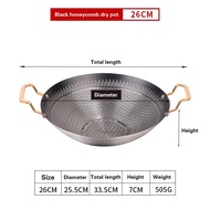 Kuali Honeycomb Original Stainless Steel Wok Kuali Hitam Tak Melekat Non Stick Wok 22cm/24cm/26cm/28