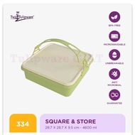 Twin Tulipware RANTANG BESAR 4600 ml Square and Store Wadah Piknik Asri Tulipware