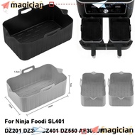 MAGICIAN Air Fryer Basket, Reusable Silicone Air Fryer Baking Tray, Food Preparation Rectangle Air F
