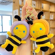 PurpleSun Bee Plush Keychain Cartoon Little Bee Shape Bee Doll Bag Pendant Cute Creative Plush Animal Bee Keyring SG
