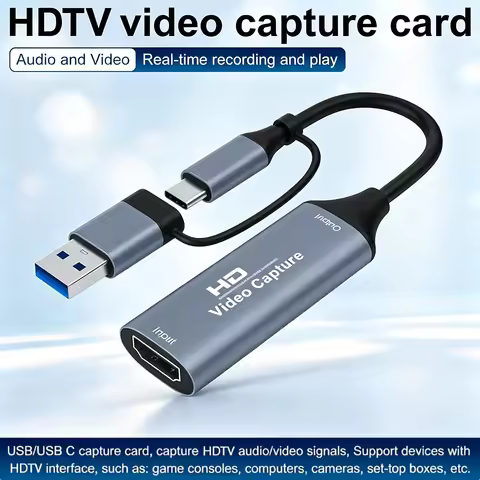 1080P 4K HDMI to USB A/USB C Capture Card USB2.0 Capture Video Audio Recording 2 in 1 Adapter For OB