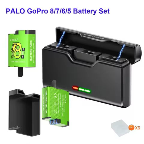 For GoPro 8 7 Hero 6 5 Battery Pack + 3 Slots LED Type C Charging Charger Card Storage Box for Go Pr