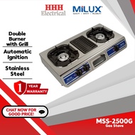 Milux MSS-2500G Gas Stove Double Burner With Grill Plate/ Milux Infrared Dapur Masak Dapur Gas Cooker MSS-8122 IR