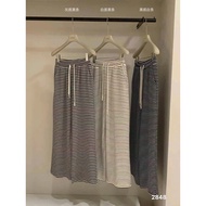 [READY IG]Smooth striped flannel pants with elastic waistband, QC tag wgwe, type 1, available in sto