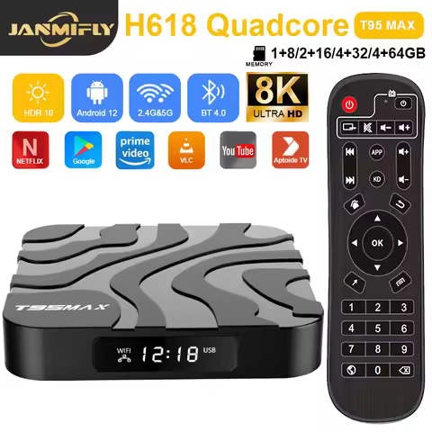 TV Box T95 Max Ultra HD 8k Allwinner H618 Quad-core Dual Wifi 2.4G&5G 3D Android 12 Media Player Sma