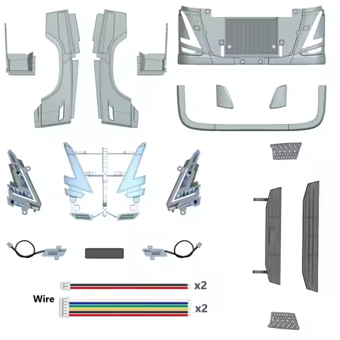 Cockpit Center Grille Kit with Headlights for 1/14 Tamiya RC Truck VOLVO FH16 750 Model Car DIY Part