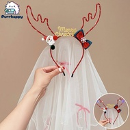 Purrhappy เวลเจ้าสาว Veil ผ้าคลุมผมเจ้าสาว ที่คาดผมเจ้าสาว สไตล์โบว์ สําหรับปาร์ตี้คริสต์มาส