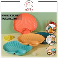 MATT 2-in-1 Plastic Shell Plate Small Shell-Shaped Divided Dinner Plate, Multifunctional Shell-Shape