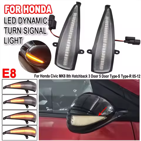 2PCS LED Dynamic Turn Signal Light For Honda Civic 8th MK8 Type-S Type-R FN FK 1 2 3 Mirror Indicato