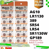 4 PCS Baterai Batre Kancing Battery Jam Tangan Maxell AG10 LR1130 LR 1130 SR54 LR54 GP189 Tutup Pent