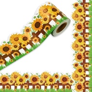 32.8Ft Sunflower Bulletin Board Border 3D Yellow Sunflower Die Cut Trim Border Roll for Classroom Sc
