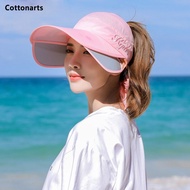 【CC】 Women  39;s Cycling Breathable Hat Caps Female Scalable Brim Top Wide Baseball Cap Outdoor Anti-UV Beach Hats