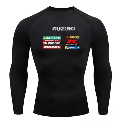 Suzuki Factory Men's Slim-Fit Quick-Dry Breathable Sport Shirt Short-Sleeved Fitness Cycling Hoodie 