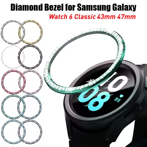 Diamond Bezel for Samsung Galaxy Watch 6 classic 47mm 43mm Metal Frame Edge Protector Protective Cas