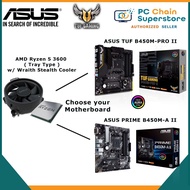 AMD Ryzen 5 3600 Tray Type AM4 Processor w/ wraith stealth cooler + ASUS mATX Motherboard Bundle