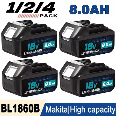 1/2/4PACK 18V 8.0Ah Rechargeable Lithium-ion Battery, BL1860B Replacement with USB and Type-C Port, 