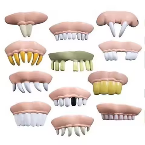 Halloween Fun Fake Teeth Rotten Dentures Set of 12 Creepy Dentures