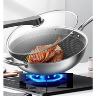Wok Kuali Non Stick Stainless Steel Honey Comb 316