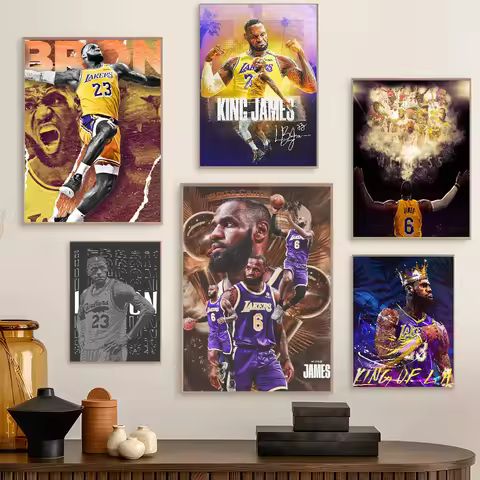 POP Basketball Player L-LeBron- James Basketball Whitepaper Poster HD Quality Poster Wall Art Painti