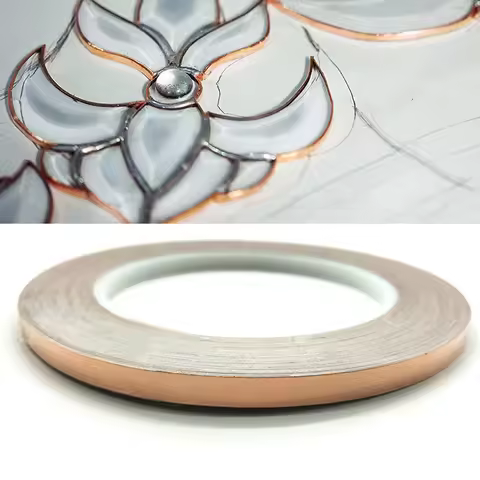 33m 36Yards Copper Foil Tape for Mosaic Stained Glass DIY Tiffany Craft Colored Glass Welding