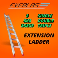 (Sirim) 8 Feet Everlas Extension Ladder 8x8 /8x8x8 Tangga Slide Ladder Heavy Duty TANGGA TNB SLIDE云梯