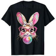 COD Easter Happy Rabbit Style Flower Bowknot Brush Touch Easter Girl Small T-Shirt Humorous Fun Fash