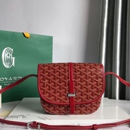 Goyard Goyard กระเป๋าอานม้า Goya กระเป๋าพาดลำตัวสะพายไหล่เส้นเดียวหัวเข็มขัดเดียว Faye Wong สไตล์เดียวกันหนังแท้พิมพ์ลายสำหรับผู้ชายและผู้หญิง