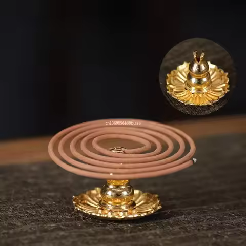 Brass Incense Burner Holder for Incense Stick Coil Bottle Gourd Shaped Copper Incense Holder Copper 