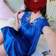 Sapphire Blue Coloured Sleep Dress Lingerie Pajama Satin Silk Texture 寶石藍色睡裙 深藍色絲綢緞面絲質睡衣