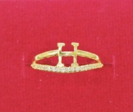 แหวนครึ่งสลึง ลาย H ติดเพชร ไซส์ 56 ทองแท้ 96.5% มือ 1 (ลดล้างสต๊อก)