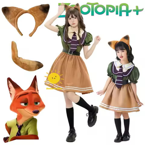 BEAST KINGDOM Zootopia Cosplay Nick Wilde Cosplay Costumes Dress Headwear Tail Fox Nick Suits Hallow