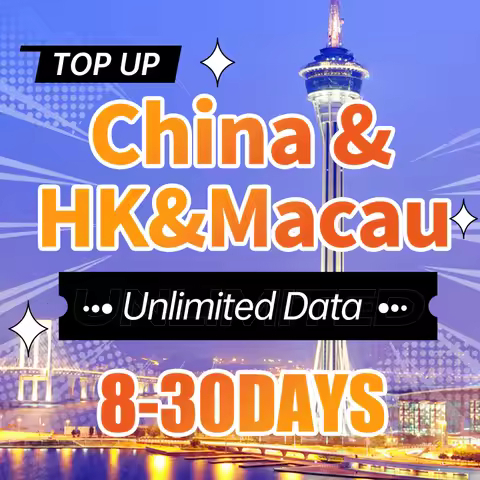 Prepaid Phone SIM Card China Mainland+HK+Macau Unlimited Data internet SIM Card support eSIM access 