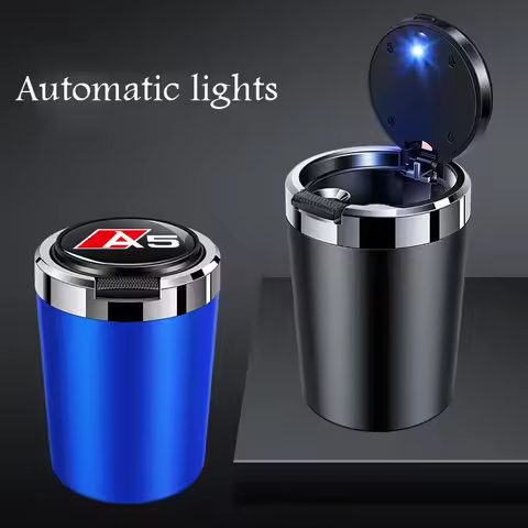 New multifunctional car ashtray with LED light one touch open lid cigar cup suitable for Audi A4 A5 