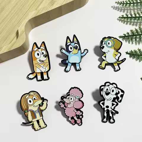 6pcs Bluey Cartoon Character Enamel Pins Set - Honey Bingo & Chloe Design Fashion Backpack & Clothin