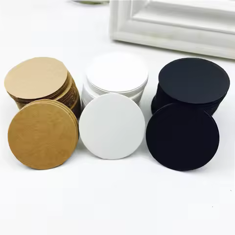 100pcs 4*4cm White Black Brown Kraft Paper Tags Round Luggage Note Wedding Name Cards Blank Price Ha
