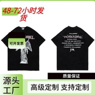 Washed Loose hiphop Heavy Metal Retro Distressed NEW Men Women 2025 Angel Short Sleeve Printed Band 