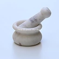Stones And Homes Indian White Purple Mortar and Pestle Set Small Bowl Marble Spices Masher Stone Grinder for Kitchen and Home 3 Inch Polished Round Herbs Spices Stone Grinder - (7.5x4.8x3.2 cm)