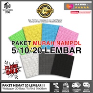 Wallpaper 3D Foam Bata PAKET 10 LEMBAR HEMAT MURAH (COD) Ukuran 70x77cm FLASH SALE Wallpaper Stiker 