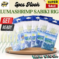 LUMASHRIMP 5PCS HOOK Luminious Sabiki Rig Apollo Hook String Fishing Lure bait Set mata kail