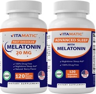 Vitamatic Melatonin Combo 20mg Melatonin Made with B6, Magnesium, L-Theanine, L-Tryptophan, 5-HTP, G