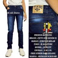 Fifty One Denim 51 Men's Long Soft Jeans Slim Fit Stretch Pants Darkbiru Scrub