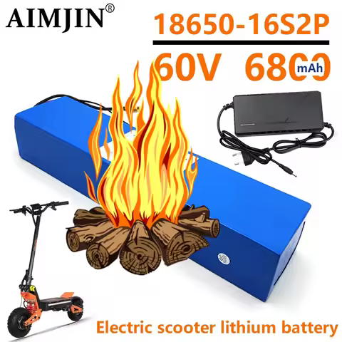 Batterie Lithium-ion 60V 16S2P 18650, 67.2V, 6800mAh, Pour Scooter Électrique, Avec Prise Et Chargeu