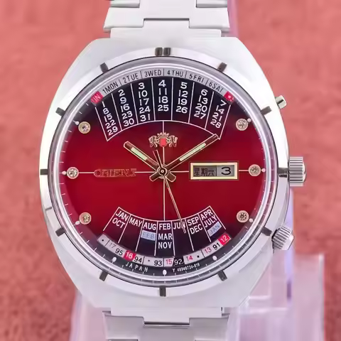 Orient automatic mechanical unisex watch with rotating large dial, fully functional stainless steel 