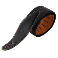 CB Logo Leather Padded Black Guitar Strap For Electric Acoustic Guitar Bass Adjustable Belt