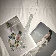 ♞,♘Fashion Rhinestone Tie Neck Chain Tie Diamond Tie Dance Performance Neck Tie Long Chain Decoratio