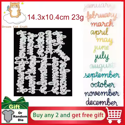 2023 Metal Cutting Dies 12 Months January To December Christmas Cut Die Mold Card Paper Craft Knife