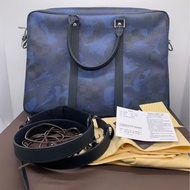 Lv男士迷彩黑棋格公文包銀扣，Louis vuttion business bag，品相很好