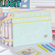 LUSIT Handbag, Three Layers Large Capacity File Bag, Cartoon A4/A5 Polka Dot Design Exam Papers Stor