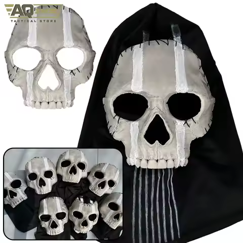 AQzxdc Cod 16 Simon Riley Ghost mask V2 - Operador MW2 Airsoft COD 19 War Zone Tactical Full Mask fo
