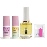 NAILUXA Nail Glue Kit 10ml ,Tak perlu UV lamp, tahan lama & senang digunakan. Sesuai untuk beginner,